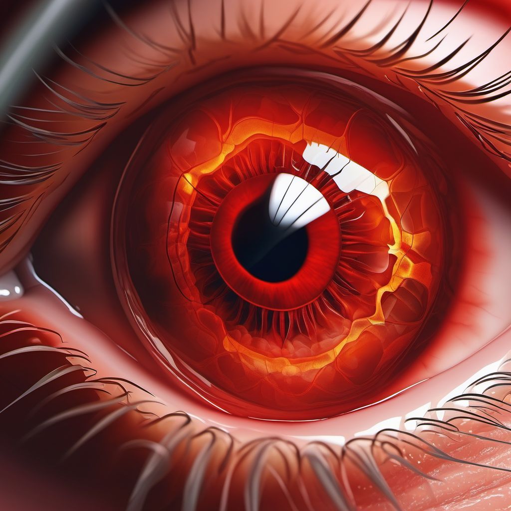 Intraoperative hemorrhage and hematoma of eye and adnexa complicating a procedure digital illustration