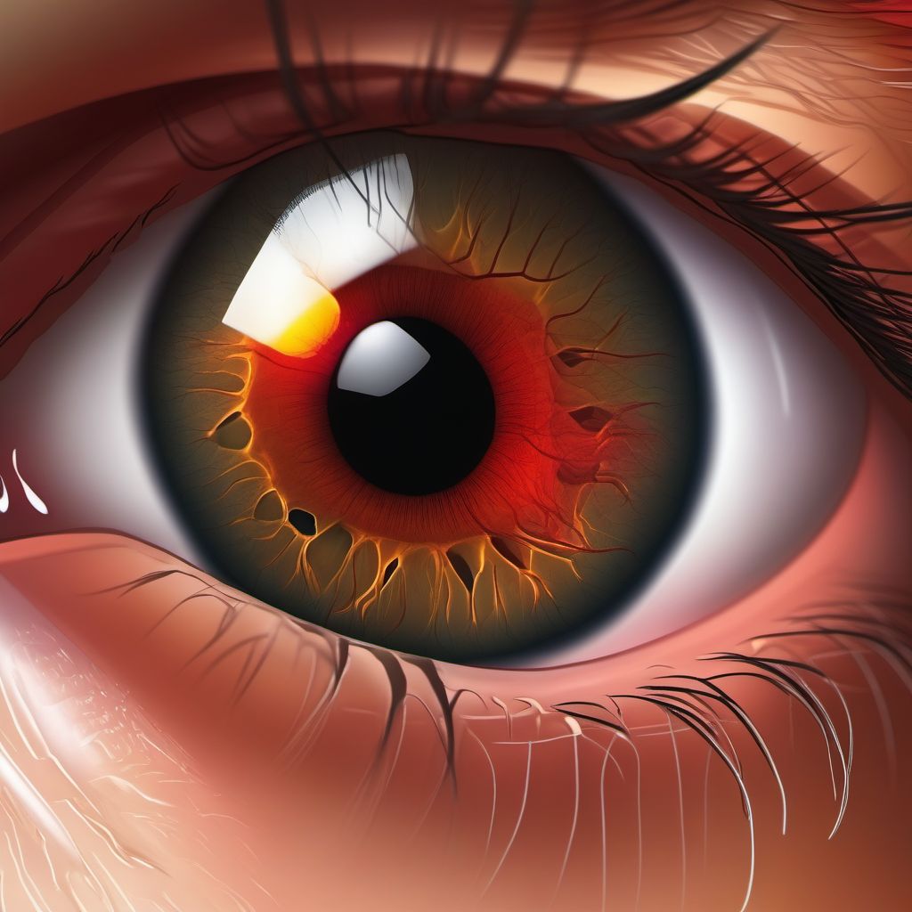 Intraoperative hemorrhage and hematoma of eye and adnexa complicating an ophthalmic procedure digital illustration