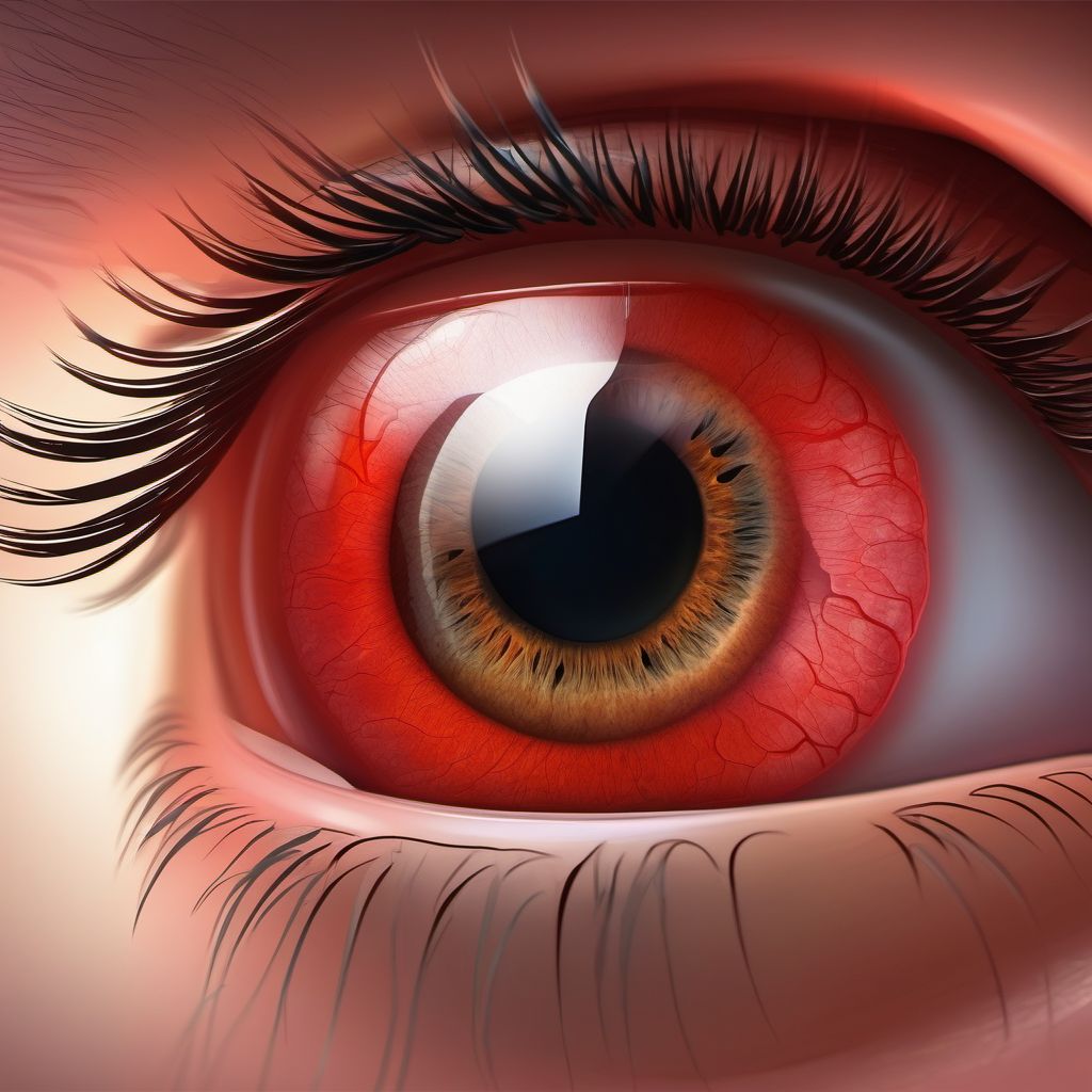 Intraoperative hemorrhage and hematoma of eye and adnexa complicating other procedure digital illustration