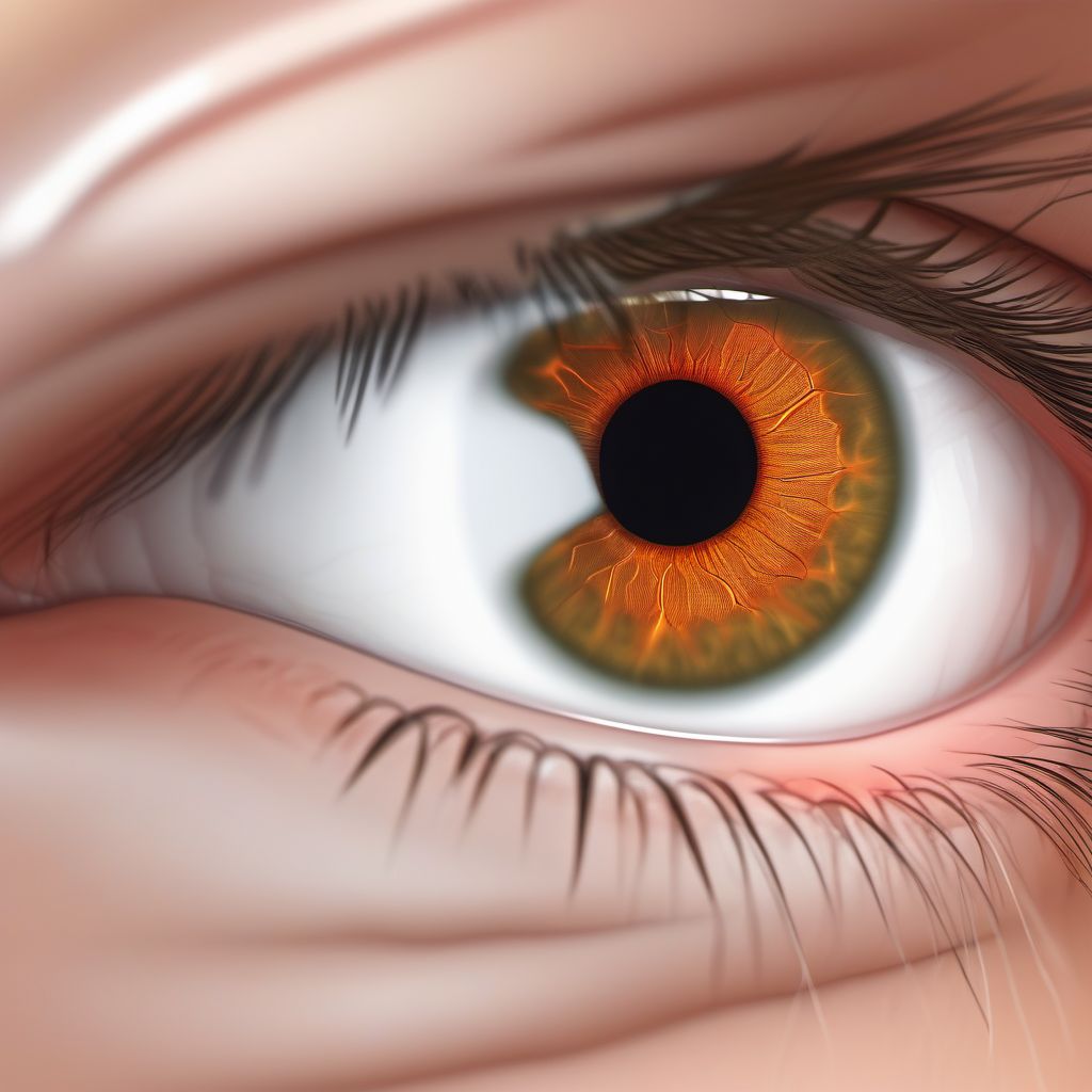 Accidental puncture and laceration of eye and adnexa during a procedure digital illustration