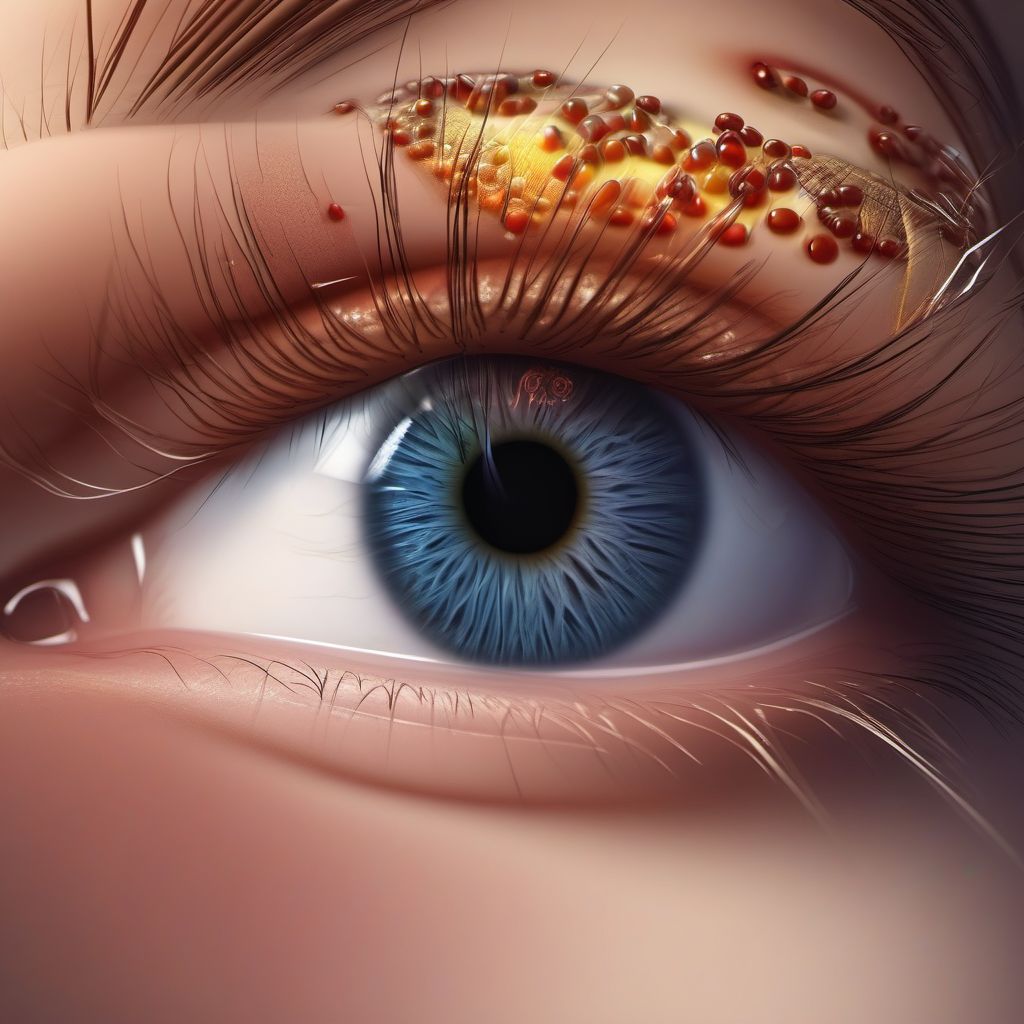 Accidental puncture and laceration of eye and adnexa during an ophthalmic procedure digital illustration