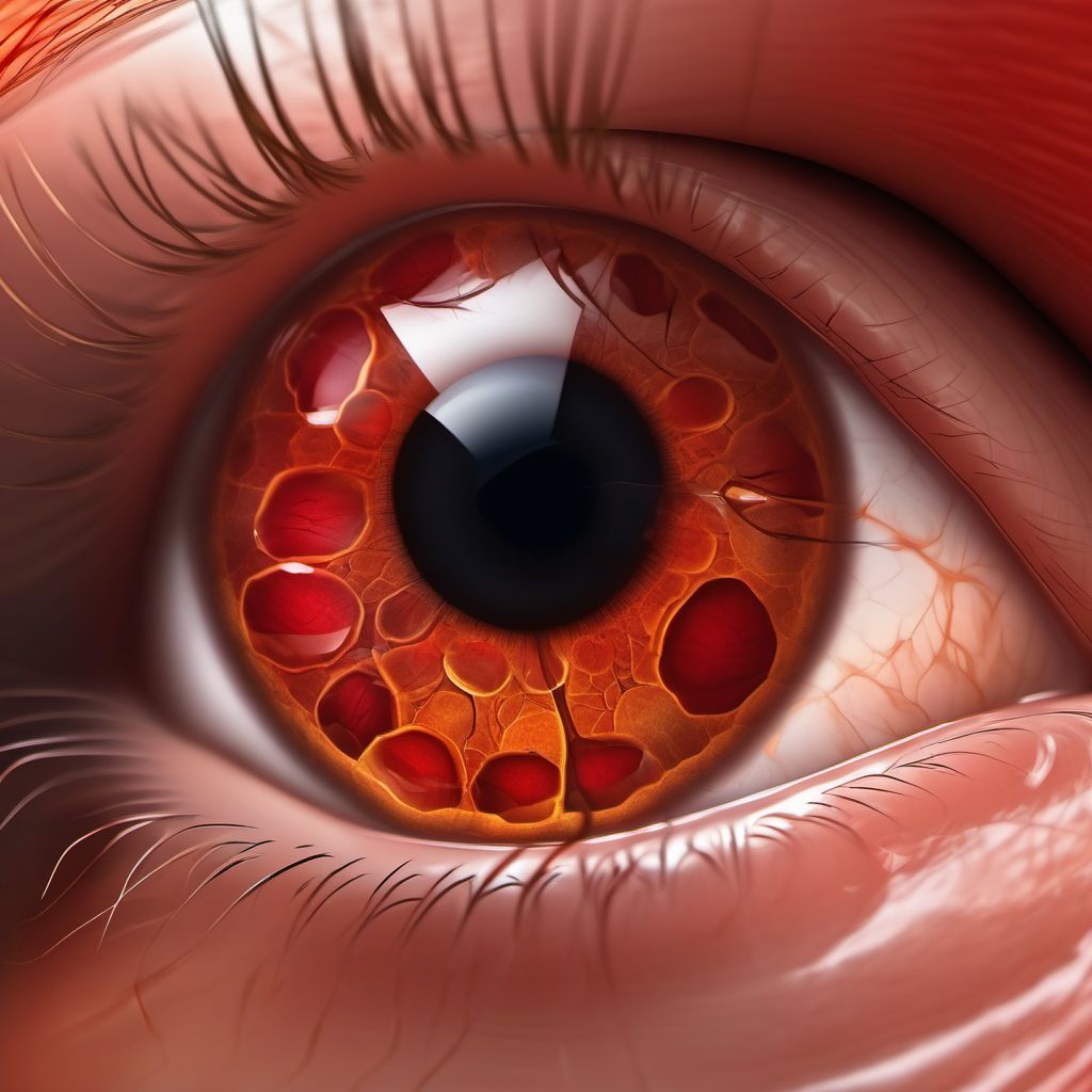 Postprocedural hemorrhage, hematoma, and seroma of eye and adnexa following a procedure digital illustration