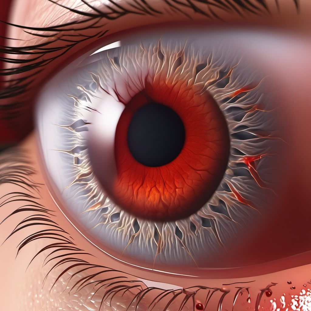 Postprocedural hemorrhage of eye and adnexa following other procedure digital illustration