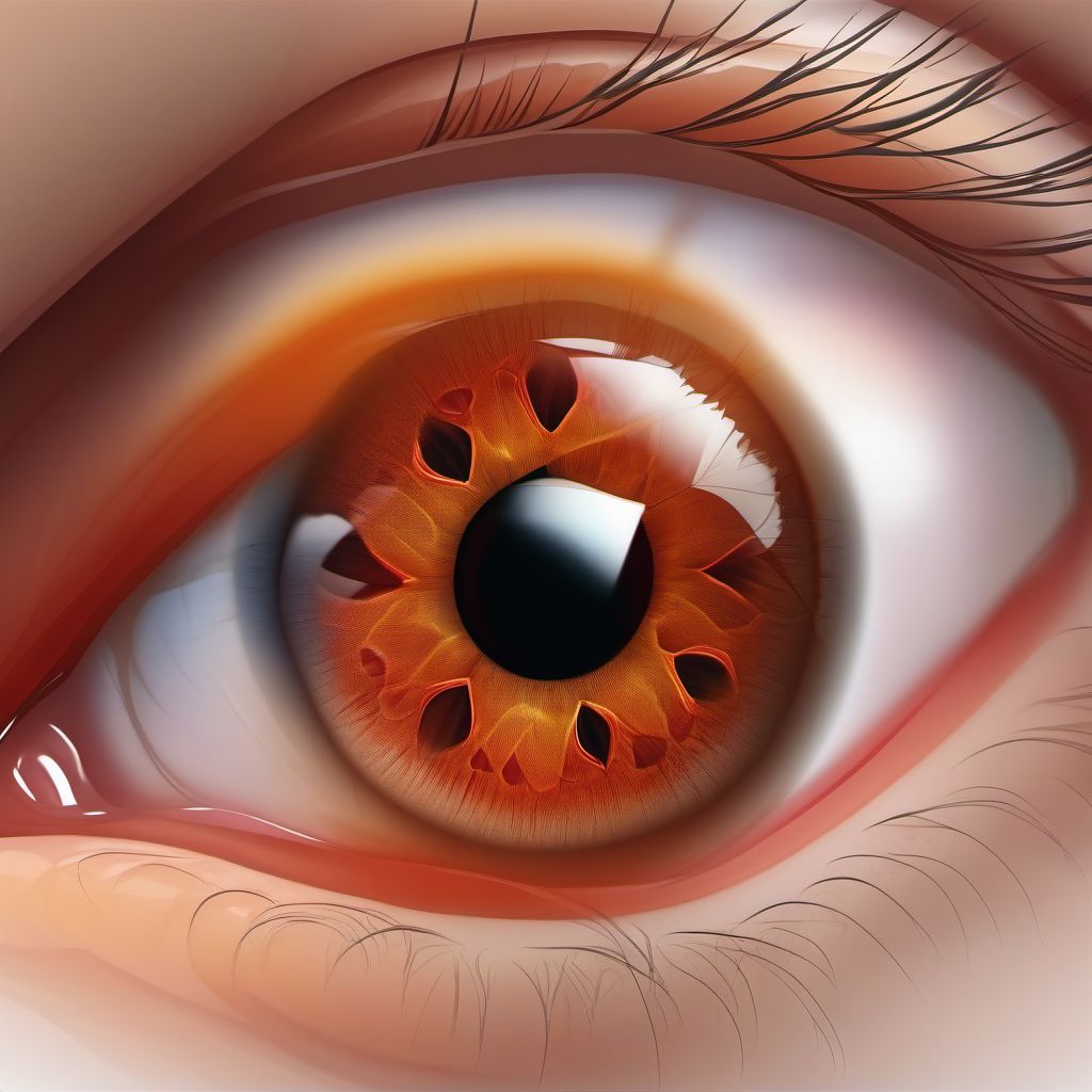 Postprocedural hematoma of eye and adnexa following an ophthalmic procedure digital illustration