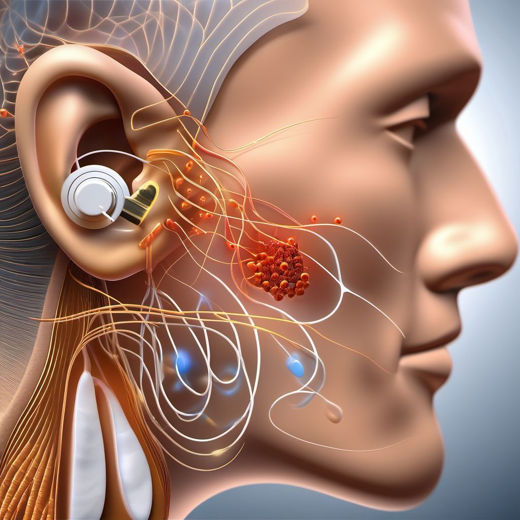 Conductive hearing loss, unilateral with unrestricted hearing on the contralateral side digital illustration