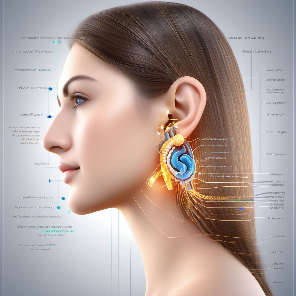 Conductive and sensorineural hearing loss with restricted hearing on the contralateral side digital illustration