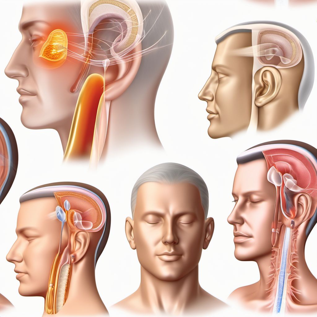 Otalgia and effusion of ear digital illustration