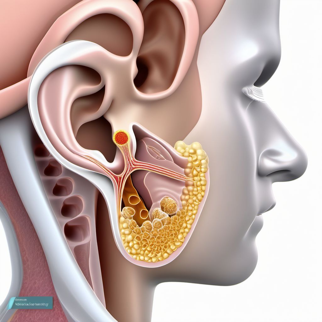 Postprocedural stenosis of external ear canal digital illustration
