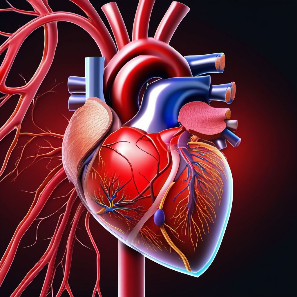 Atherosclerosis of native coronary artery of transplanted heart with angina pectoris digital illustration