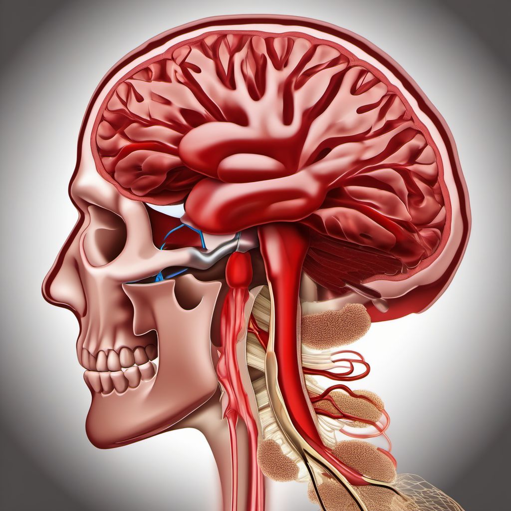 Nontraumatic subarachnoid hemorrhage from unspecified intracranial artery digital illustration