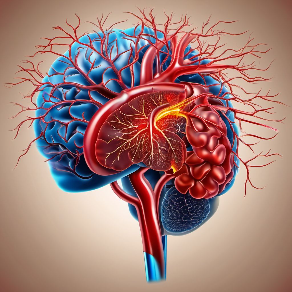 Cerebral infarction due to thrombosis of other precerebral artery digital illustration