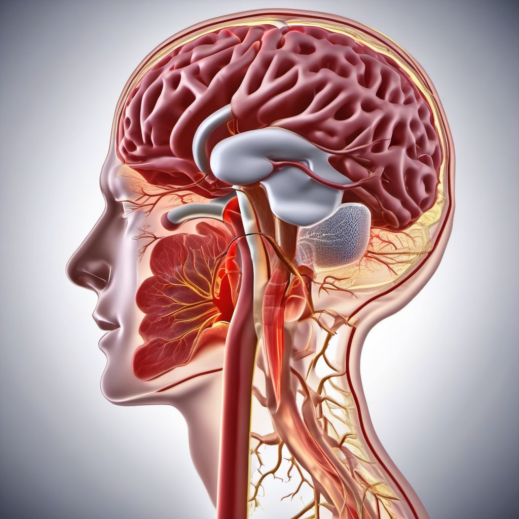 Cerebral infarction due to unspecified occlusion or stenosis of basilar artery digital illustration