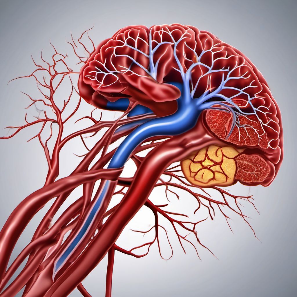 Cerebral infarction due to thrombosis of anterior cerebral artery digital illustration