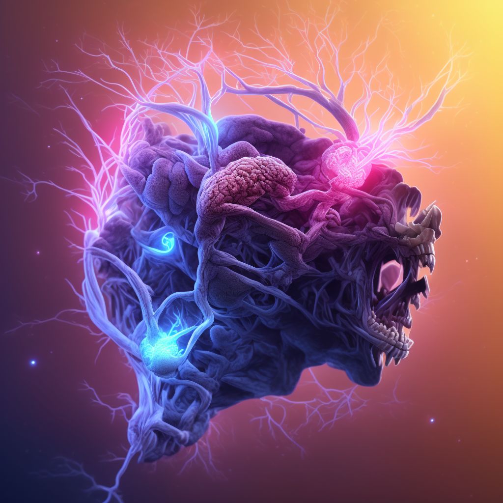 Cerebral infarction due to thrombosis of posterior cerebral artery digital illustration