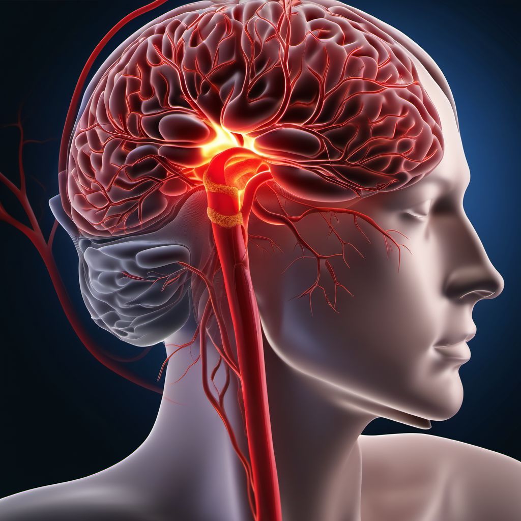 Cerebral infarction due to thrombosis of other cerebral artery digital illustration