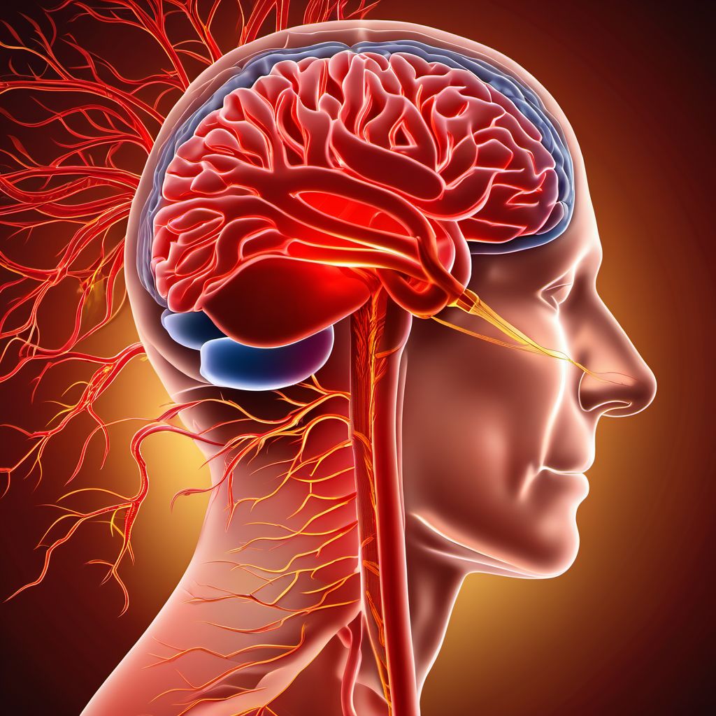 Cerebral infarction due to embolism of middle cerebral artery digital illustration