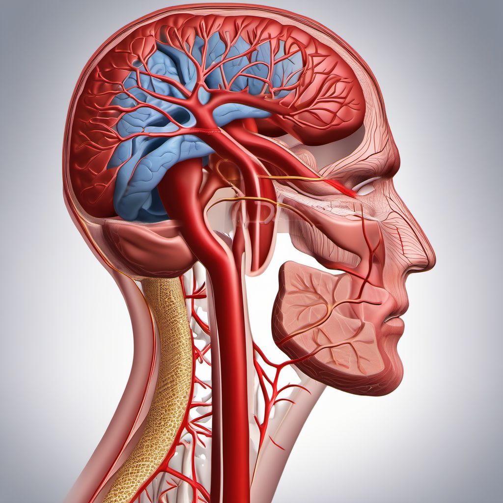 Cerebral infarction due to embolism of anterior cerebral artery digital illustration