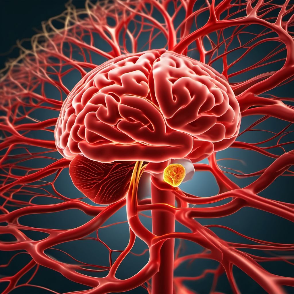 Cerebral infarction due to embolism of cerebellar artery digital illustration