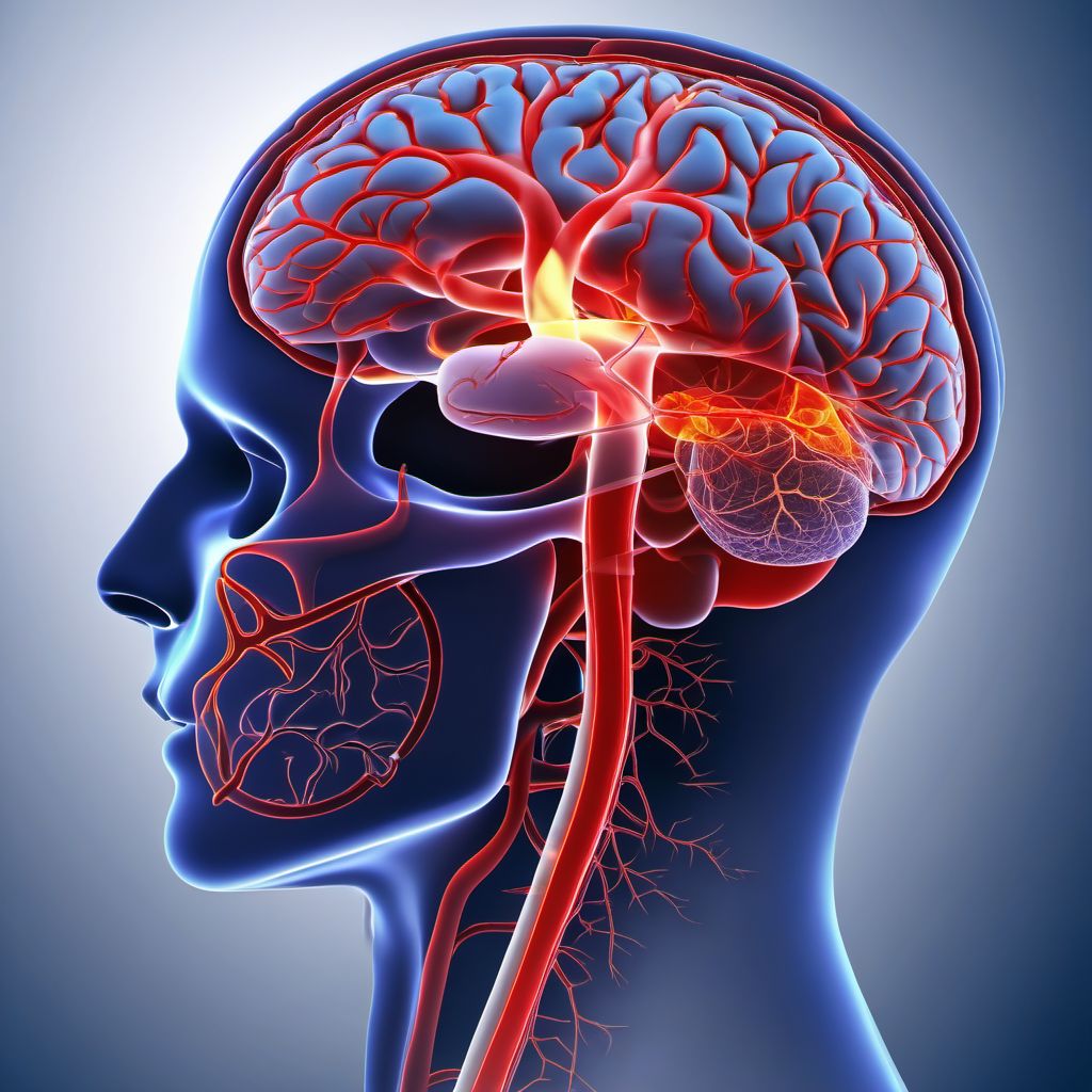 Cerebral infarction due to unspecified occlusion or stenosis of middle cerebral artery digital illustration