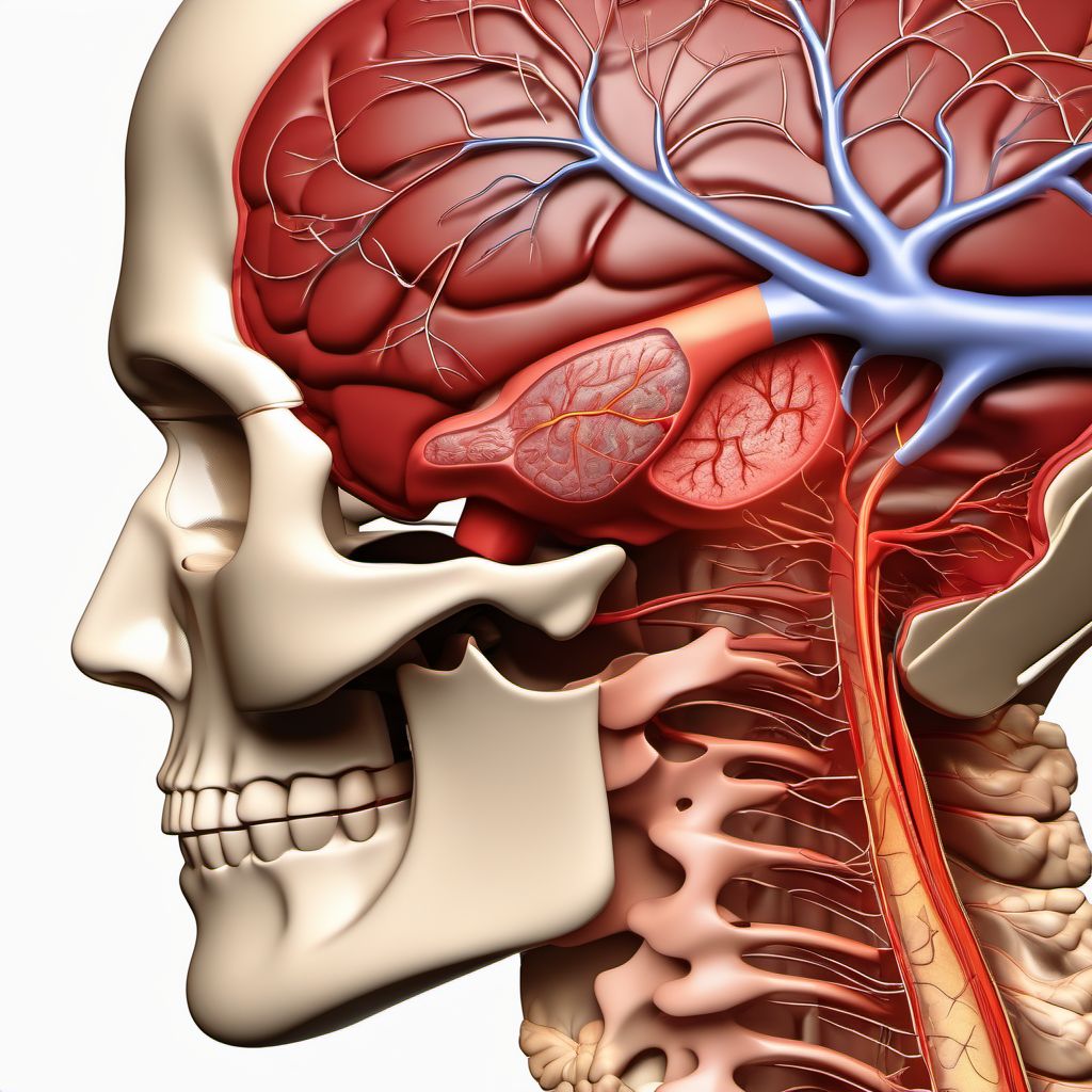 Cerebral infarction due to unspecified occlusion or stenosis of posterior cerebral artery digital illustration