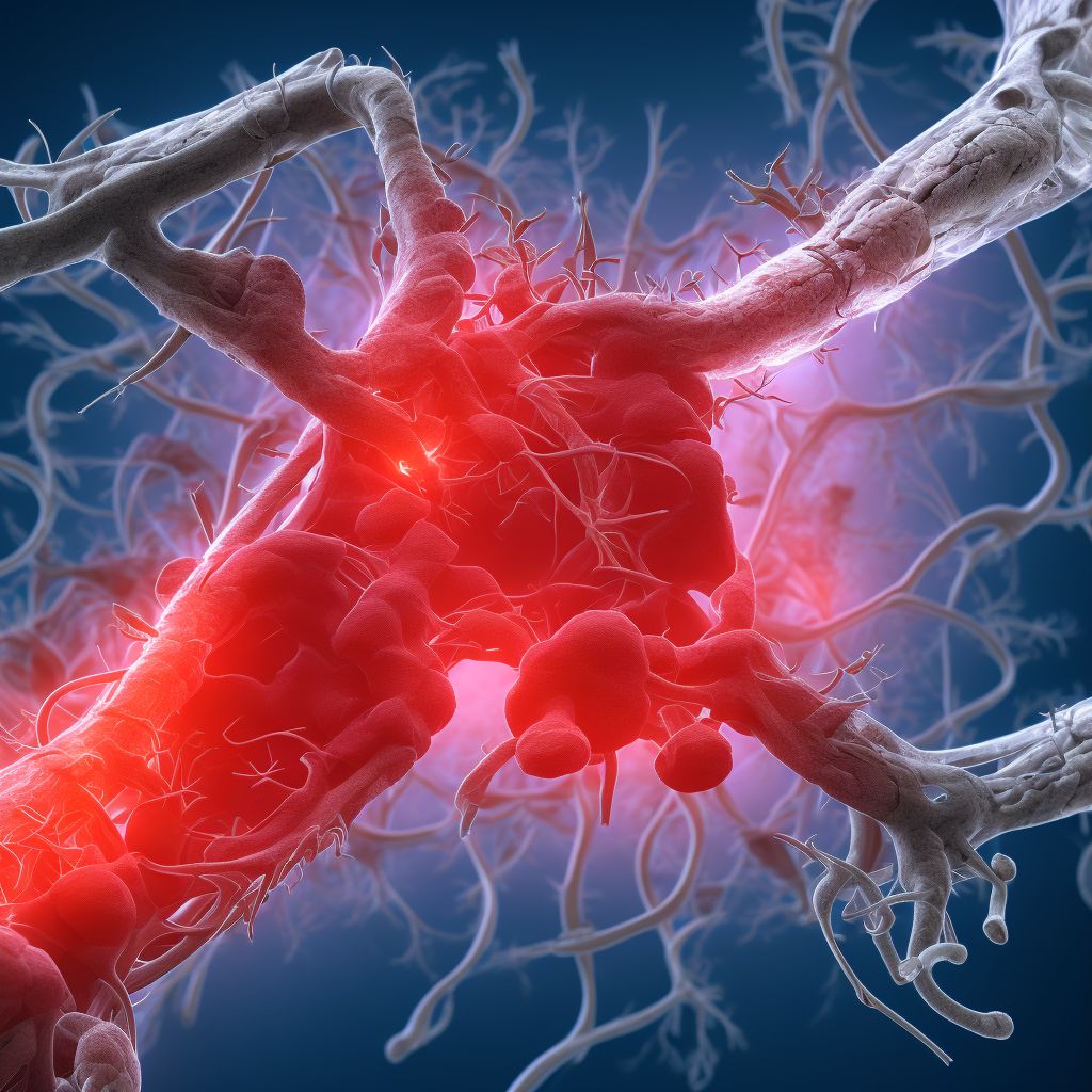 Atherosclerosis of native arteries of right leg with ulceration digital illustration