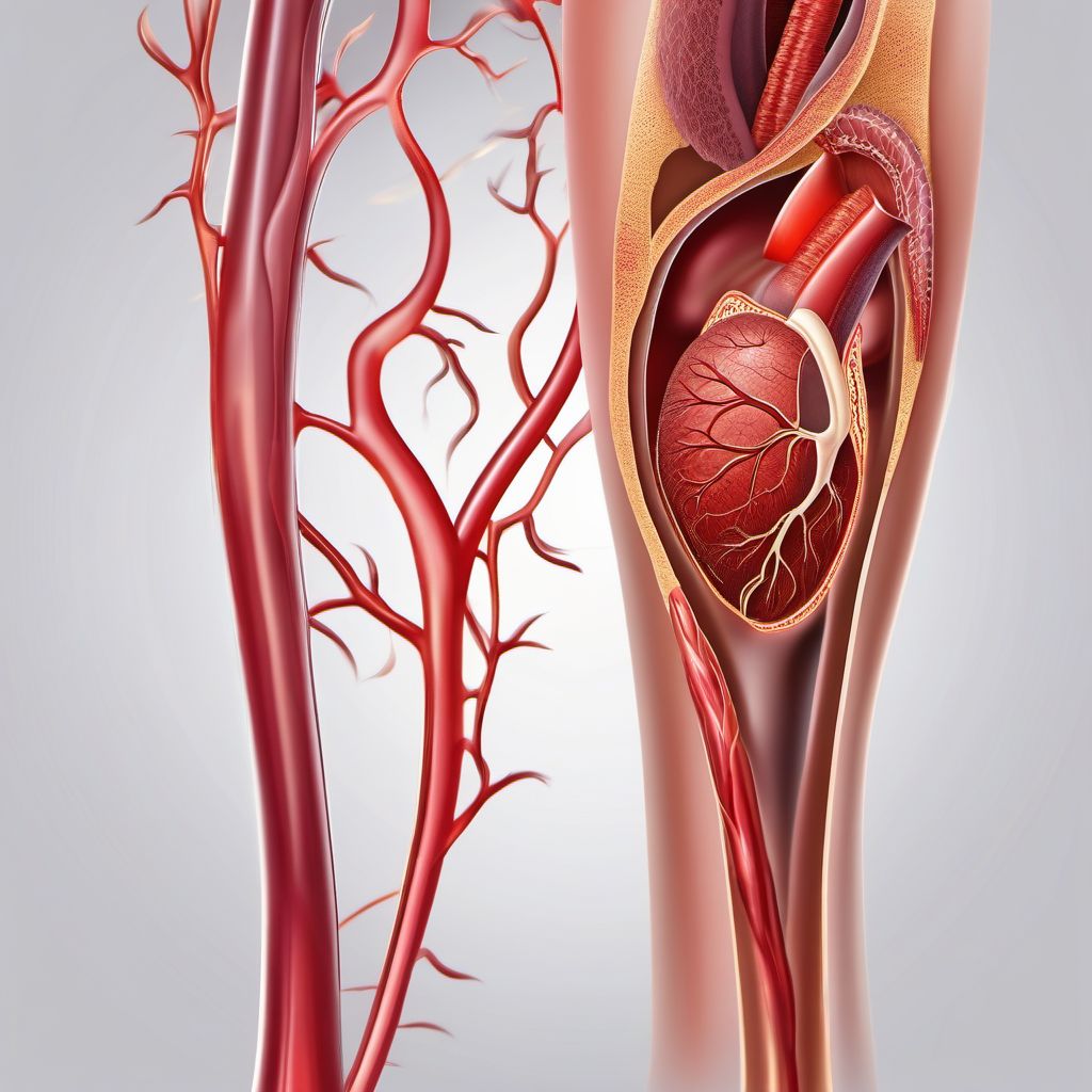 Atherosclerosis of native arteries of left leg with ulceration digital illustration