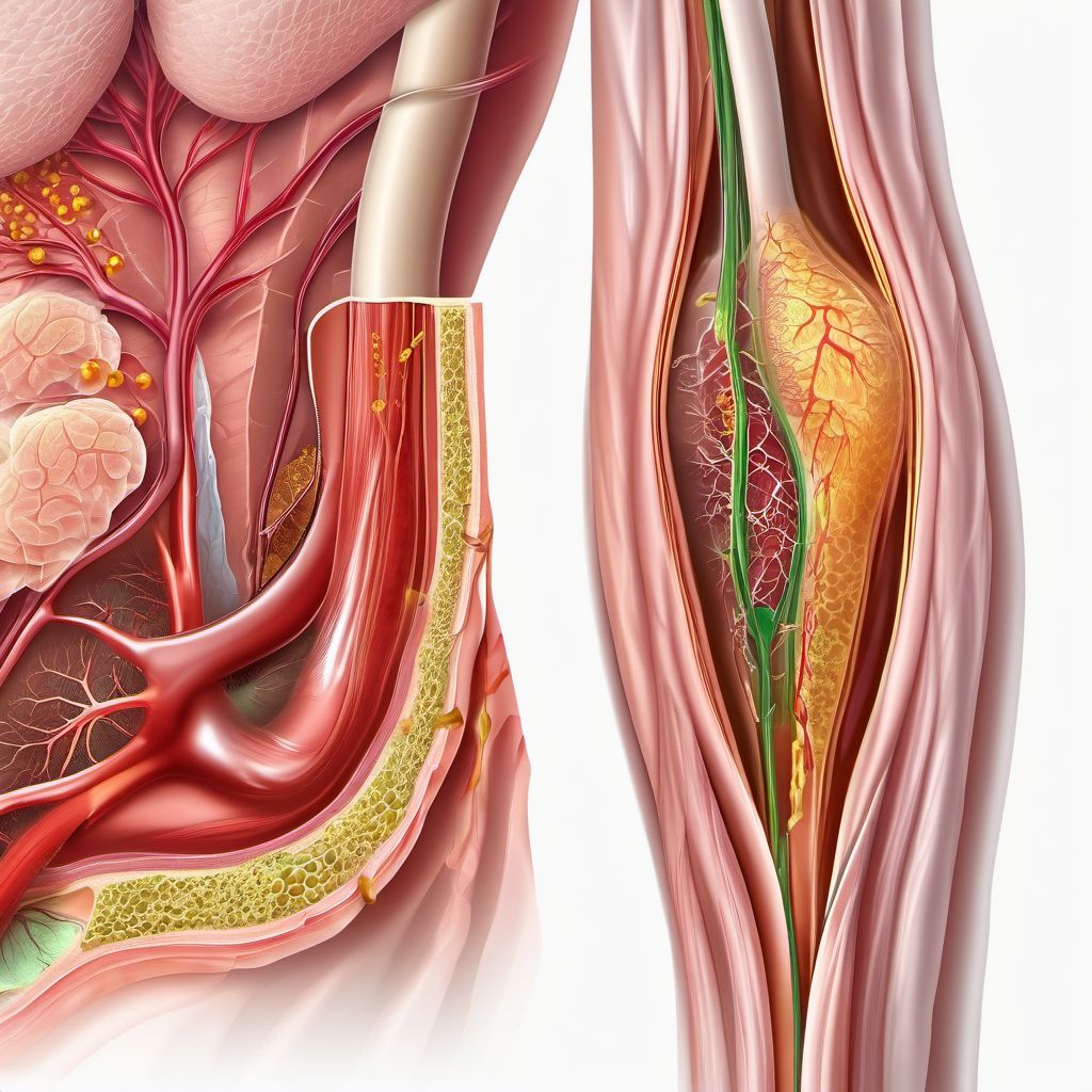 Atherosclerosis of unspecified type of bypass graft(s) of the extremities with gangrene digital illustration