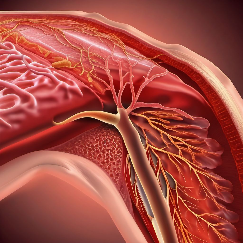 Atherosclerosis of autologous vein bypass graft(s) of the extremities with intermittent claudication digital illustration