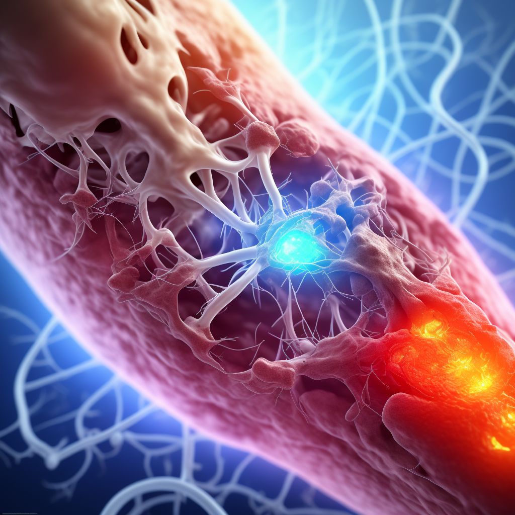 Atherosclerosis of autologous vein bypass graft(s) of the left leg with ulceration digital illustration