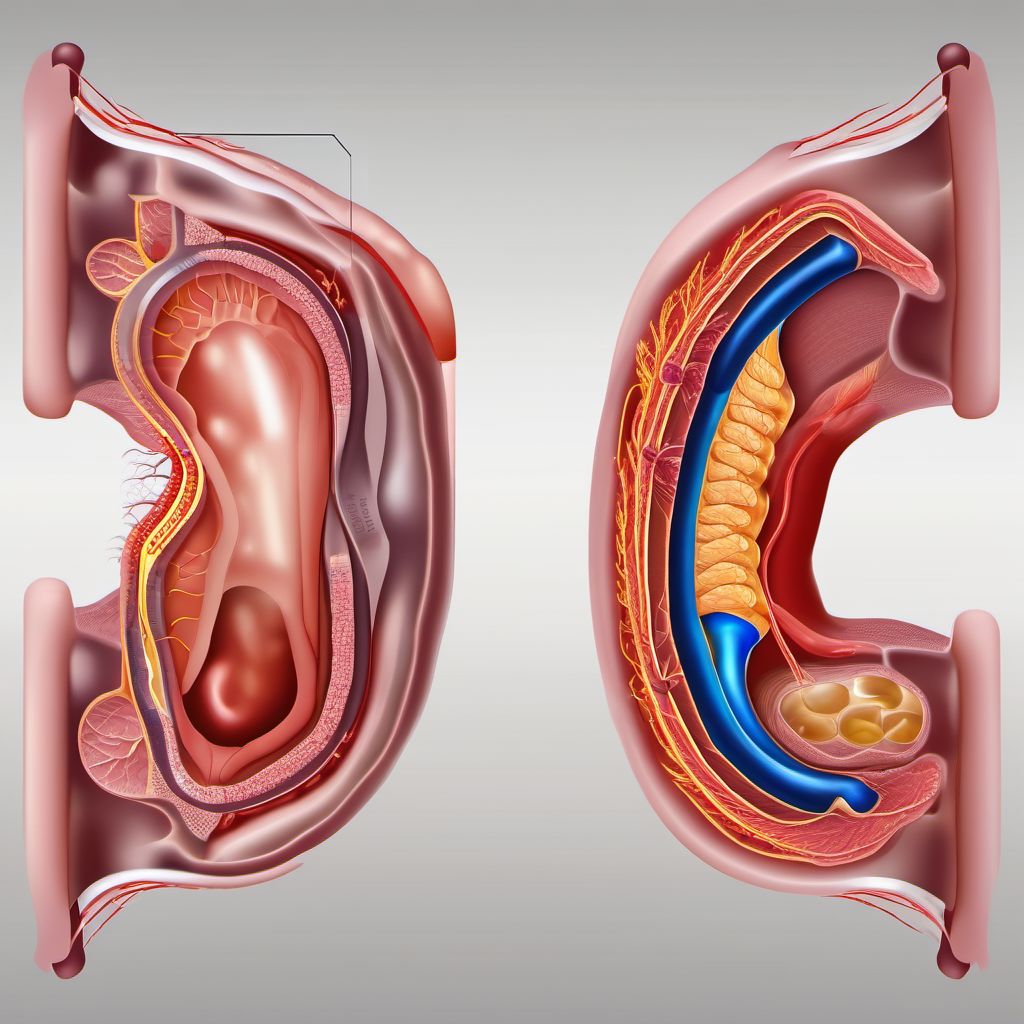 Atherosclerosis of nonbiological bypass graft(s) of the extremities with intermittent claudication digital illustration