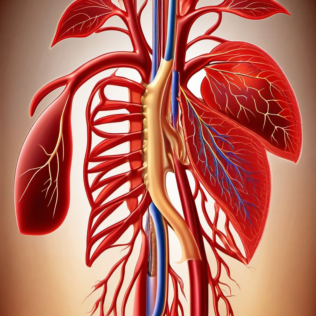 Embolism and thrombosis of vena cava and other thoracic veins digital illustration