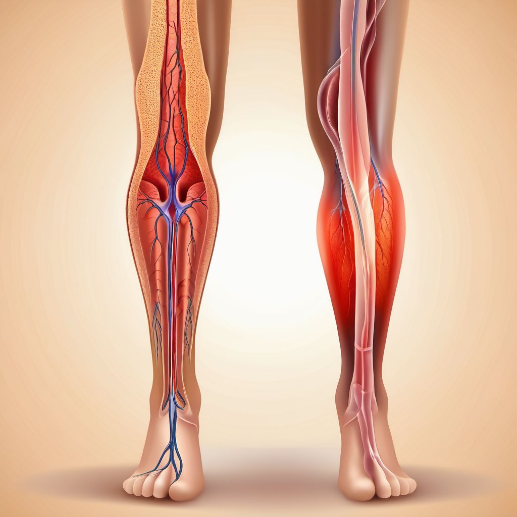 Varicose veins of lower extremities with both ulcer and inflammation digital illustration
