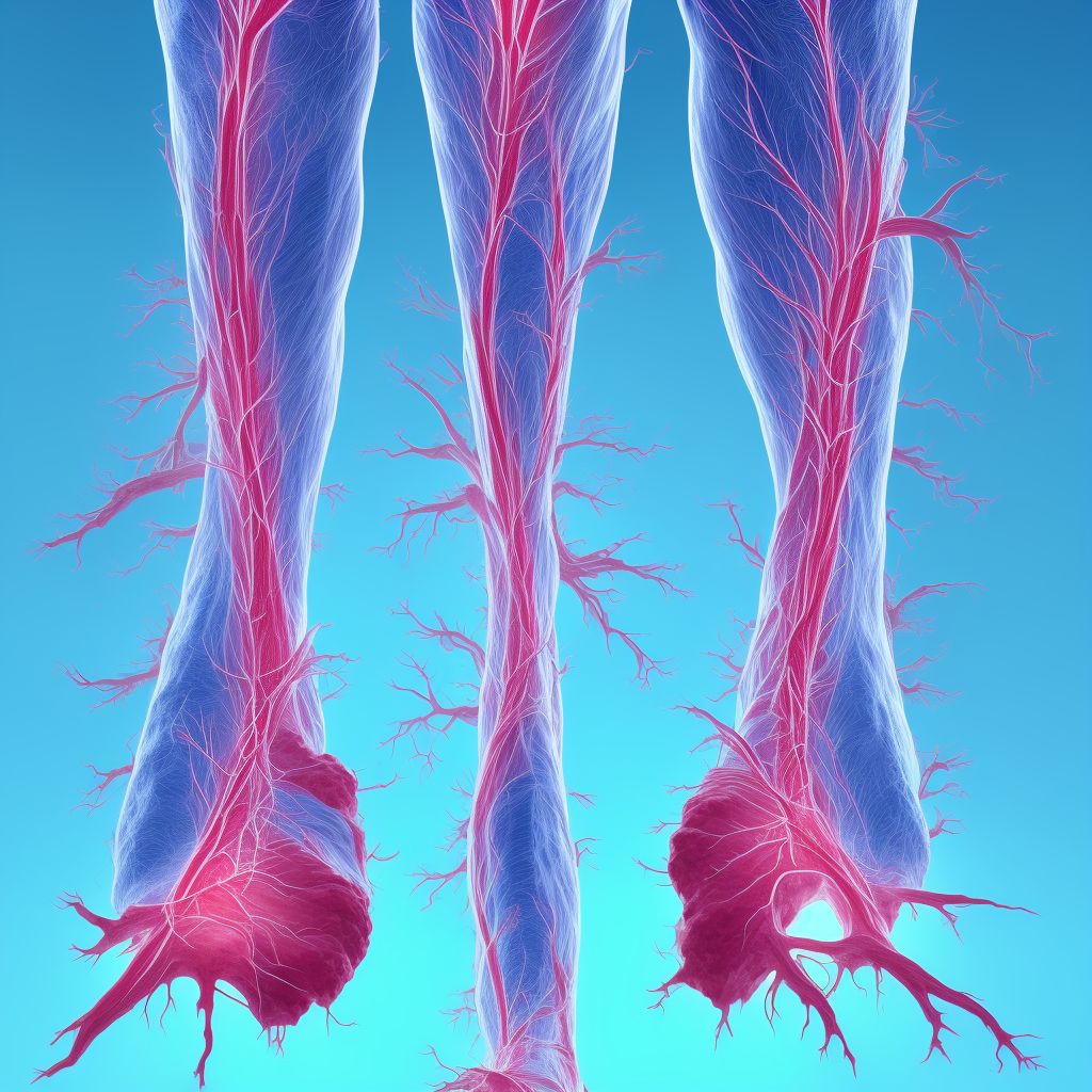 Varicose veins of left lower extremity with both ulcer and inflammation digital illustration