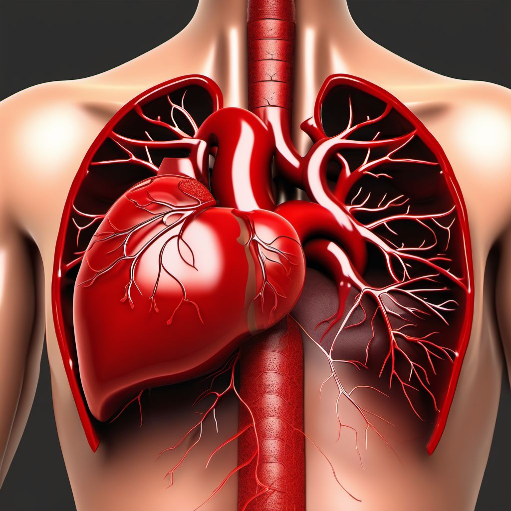 Postprocedural hemorrhage of a circulatory system organ or structure following a circulatory system procedure digital illustration