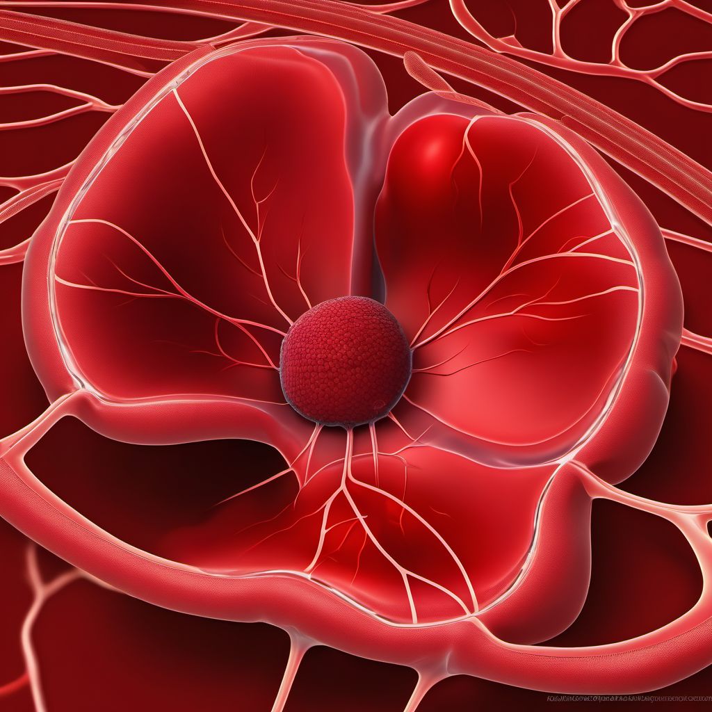 Postprocedural hematoma of a circulatory system organ or structure following a circulatory system procedure digital illustration