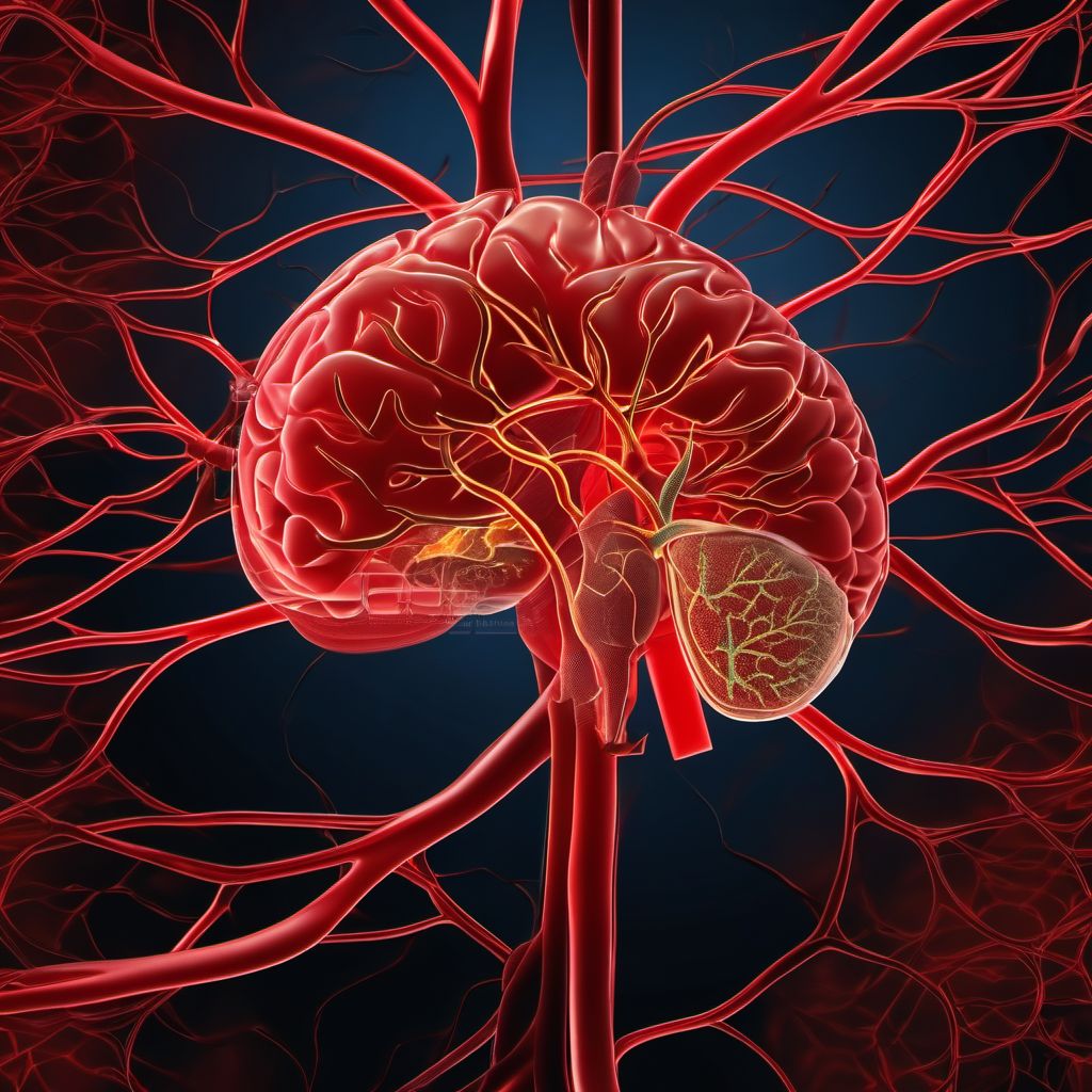 Postprocedural cerebrovascular infarction digital illustration