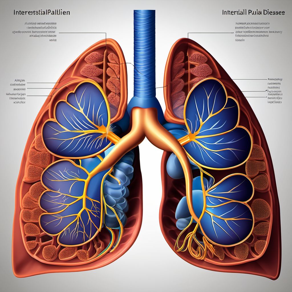 Other interstitial pulmonary diseases with fibrosis in diseases classified elsewhere digital illustration