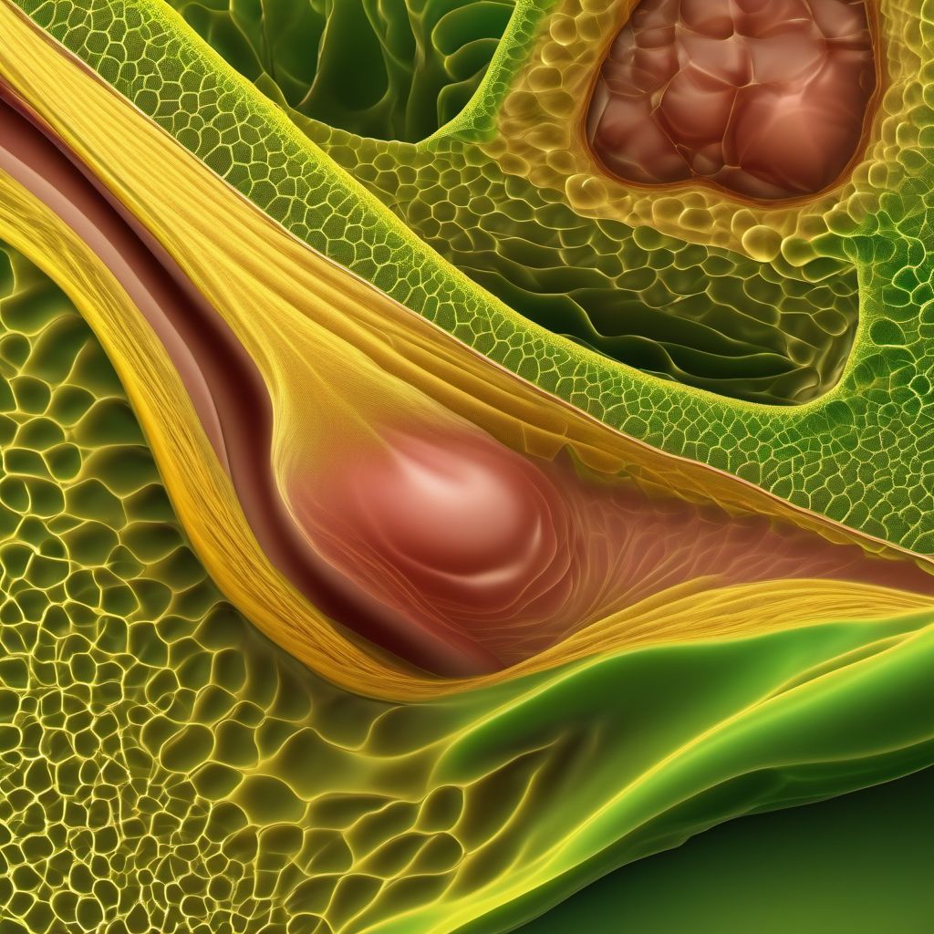 Unilateral inguinal hernia, with gangrene digital illustration