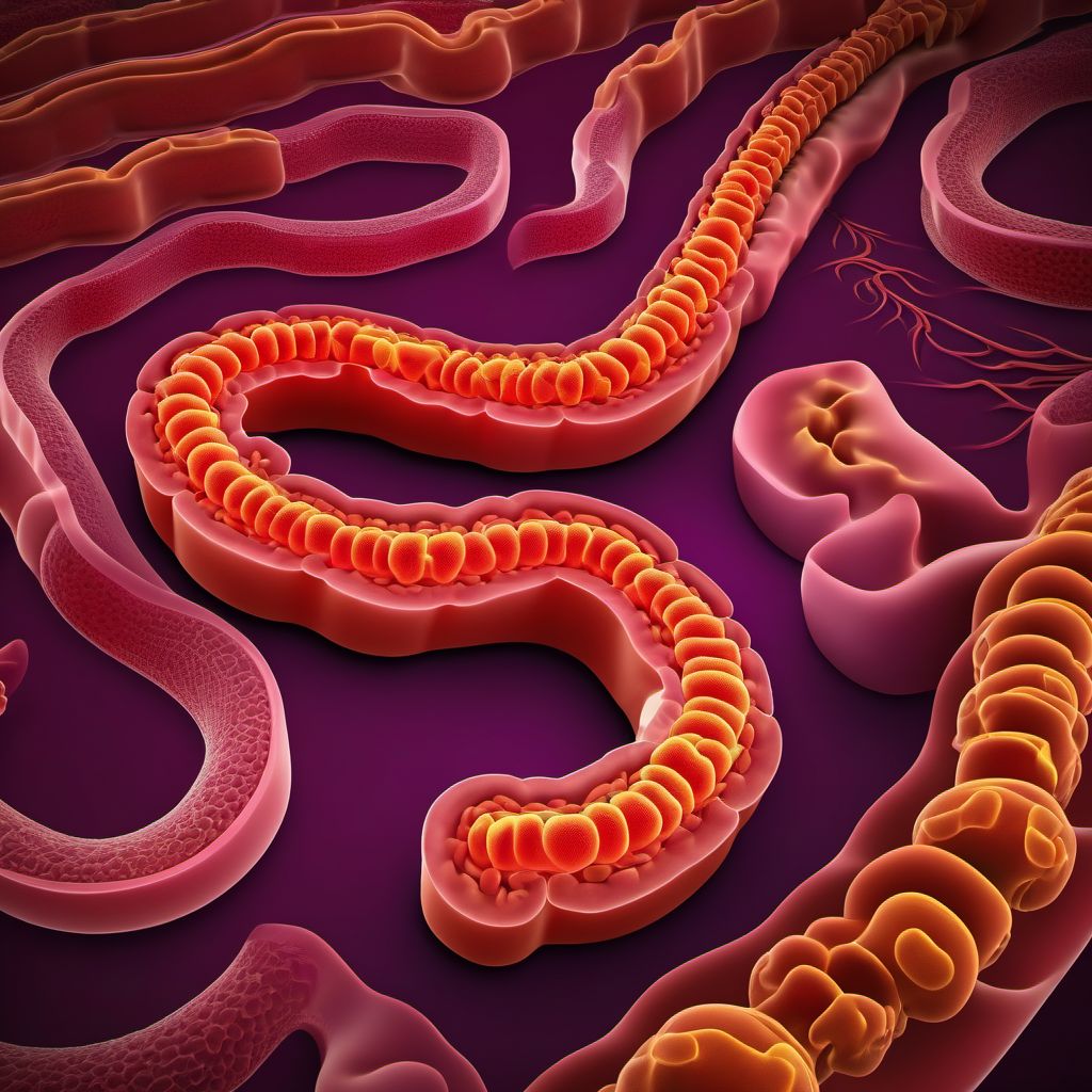 Crohn's disease of small intestine with complications digital illustration