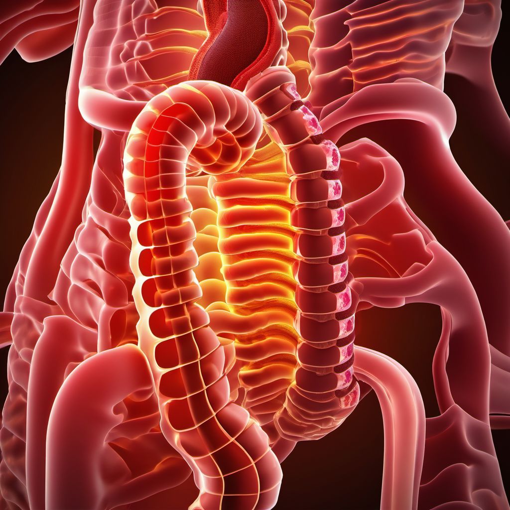 Crohn's disease of large intestine with complications digital illustration