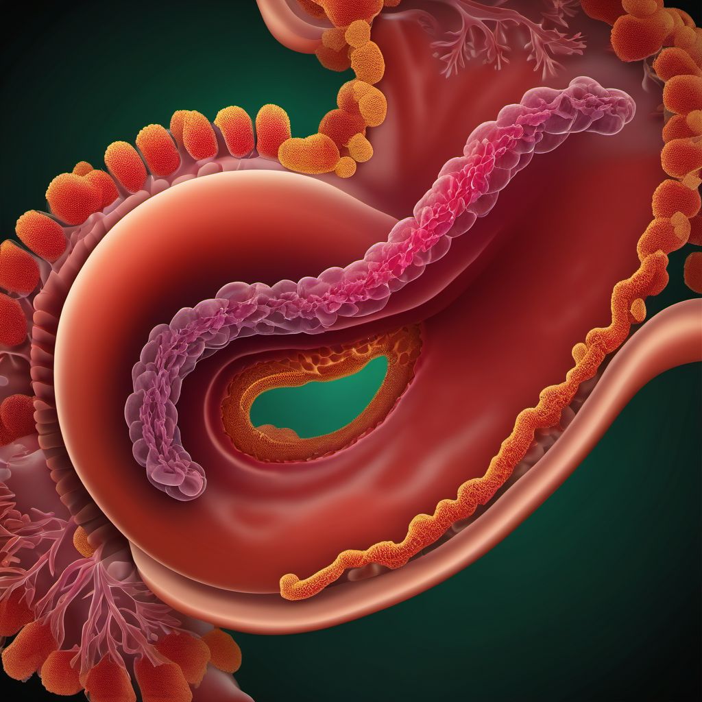 Ulcerative (chronic) pancolitis with complications digital illustration