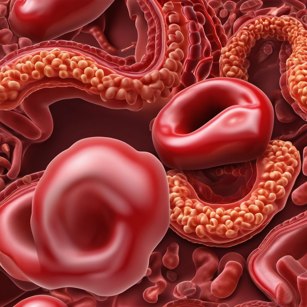 Acute (reversible) ischemia of small intestine digital illustration