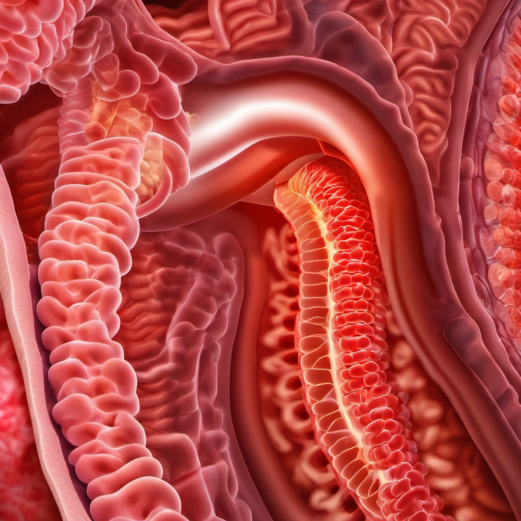 Acute infarction of large intestine digital illustration