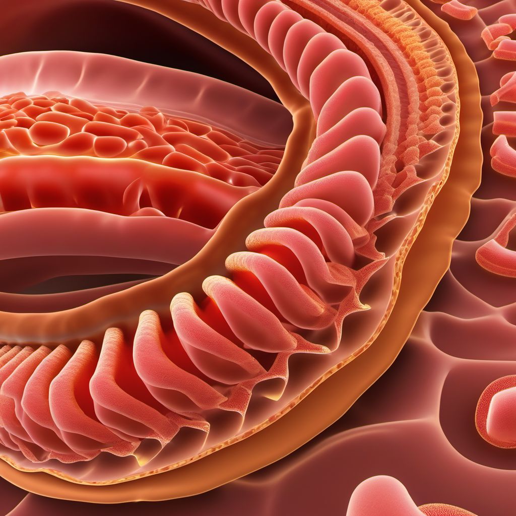 Intestinal adhesions [bands] with obstruction (postinfection) digital illustration