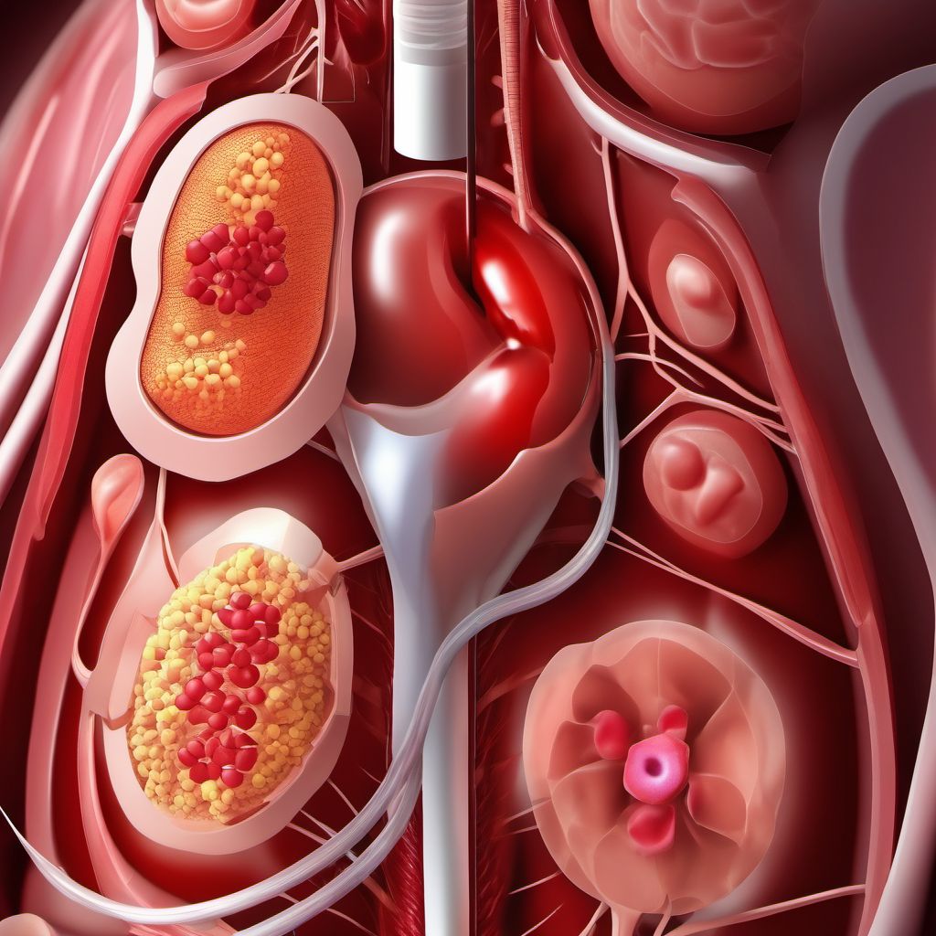 Intraoperative hemorrhage and hematoma of a digestive system organ or structure complicating a procedure digital illustration