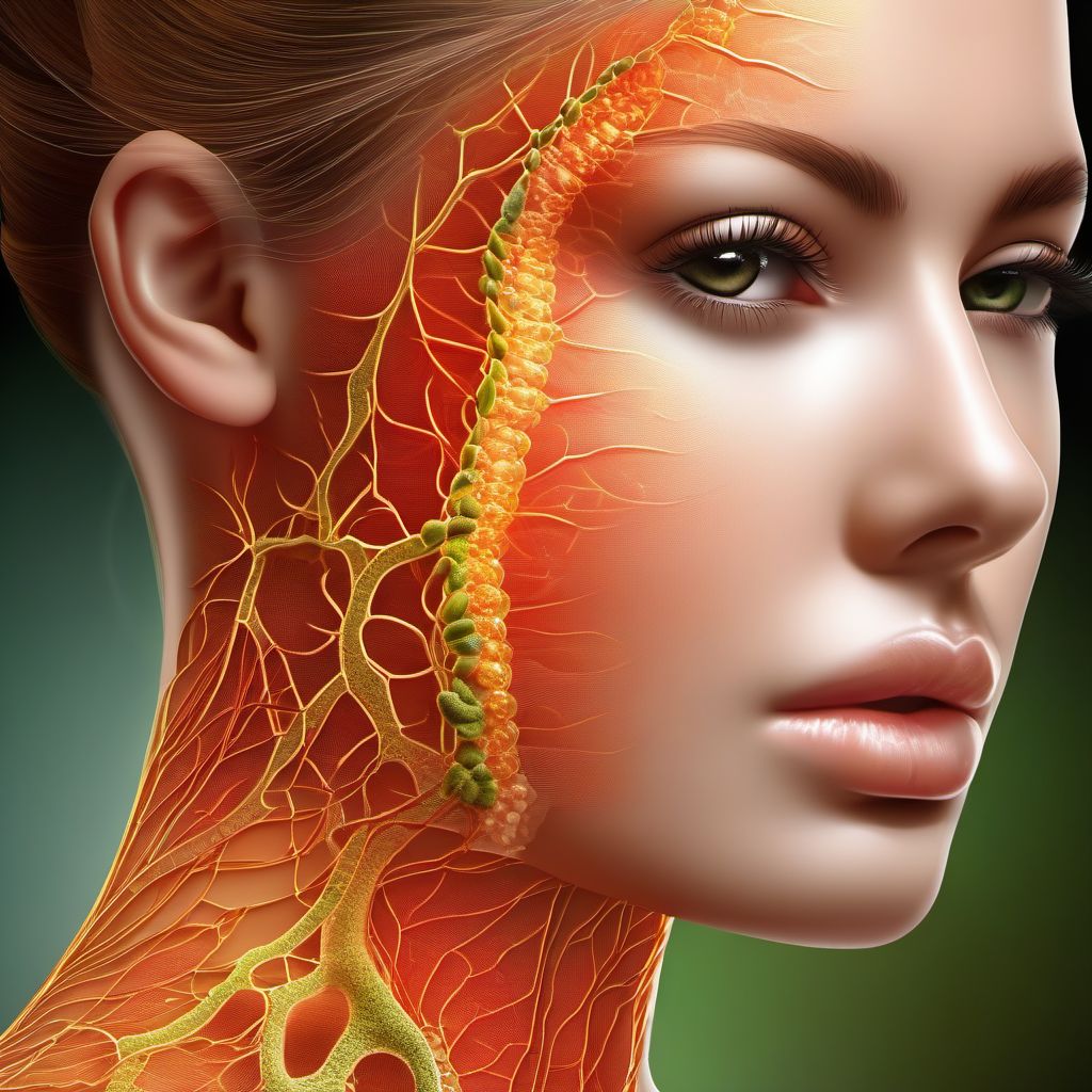 Cellulitis and acute lymphangitis of face and neck digital illustration