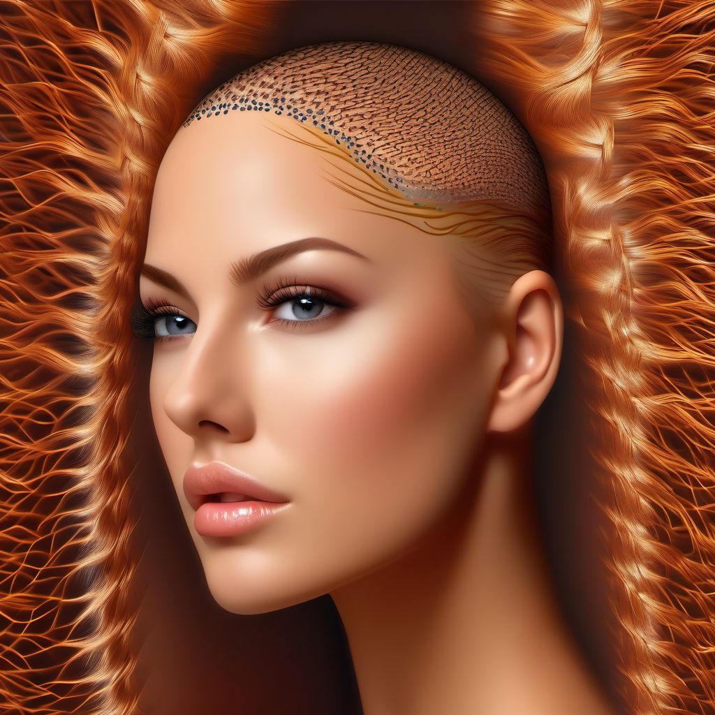 Cicatricial alopecia [scarring hair loss] digital illustration