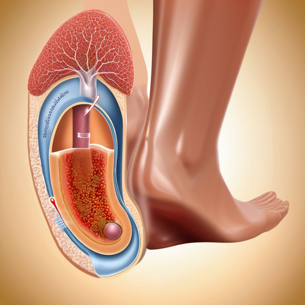 Pressure ulcer of unspecified heel digital illustration