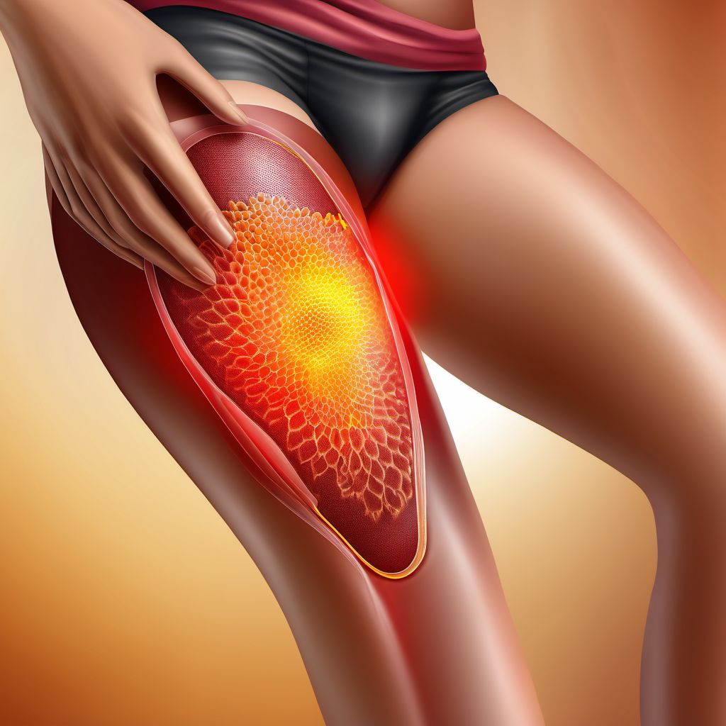 Non-pressure chronic ulcer of thigh digital illustration