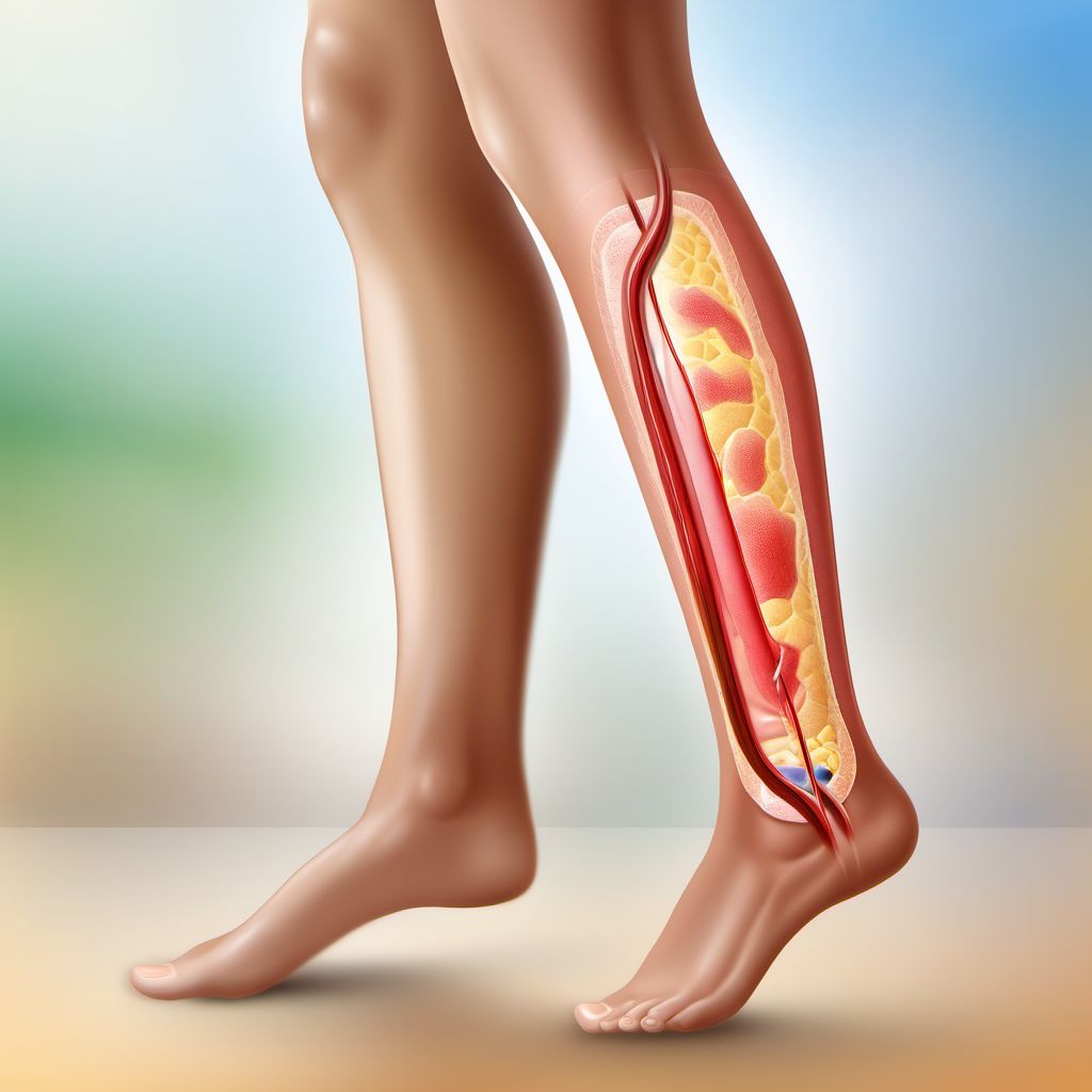 Non-pressure chronic ulcer of left calf digital illustration